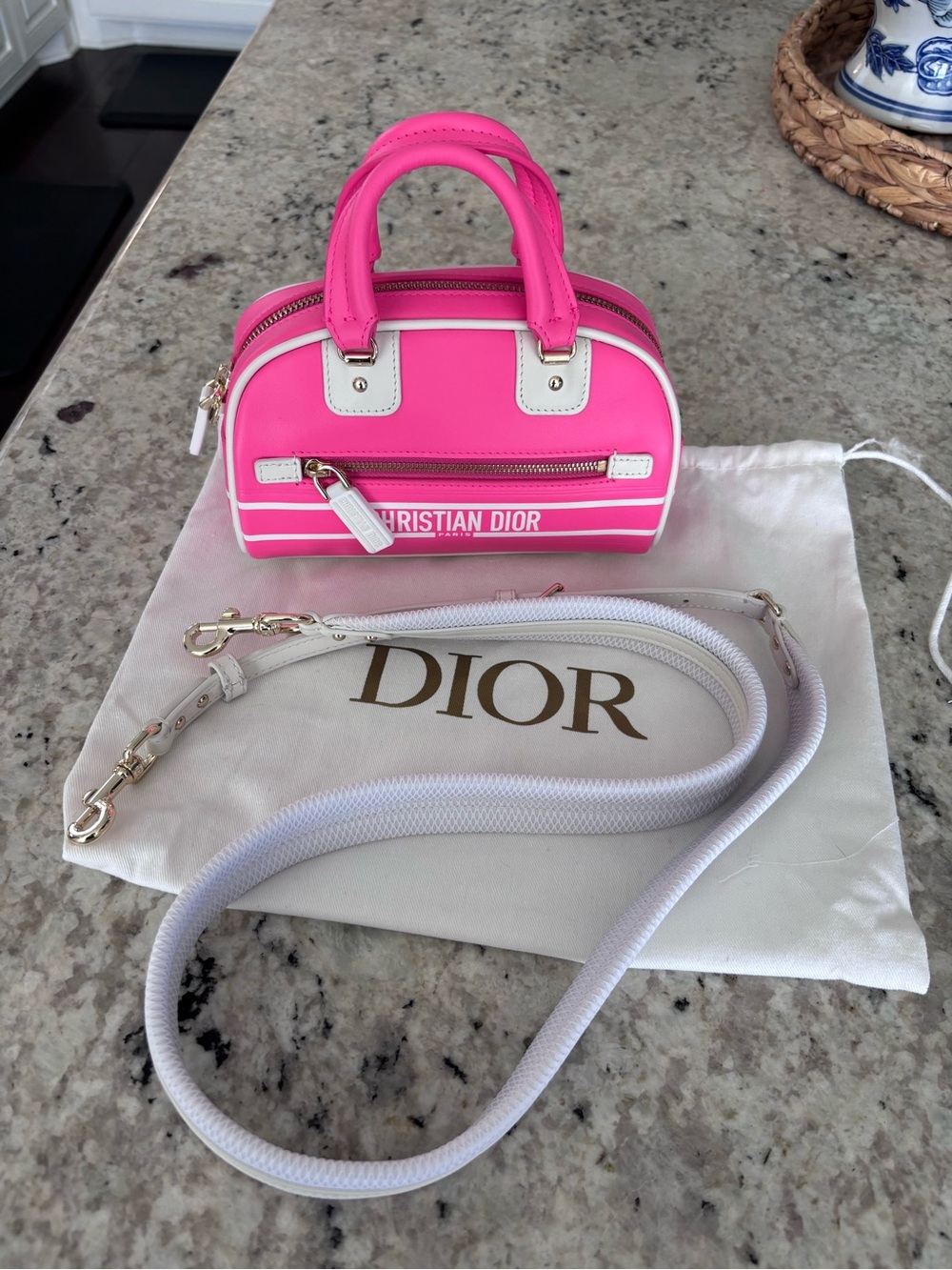NEW Hot Pink Mini Leather Bowling Purse